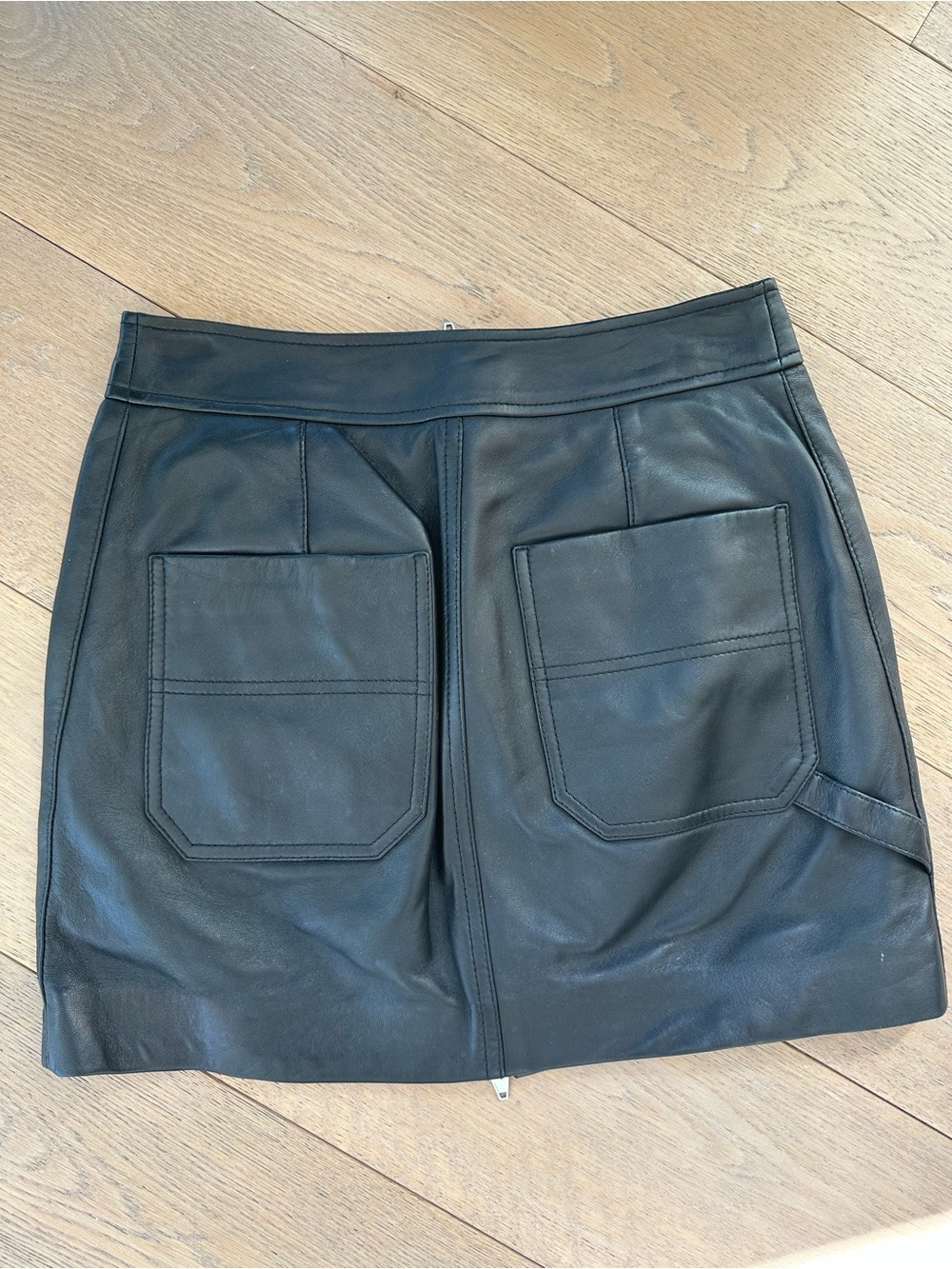 T by Alexander Wang Black Lambskin Leather Front Zip Mini Skirt XS - Picture 2 of 5